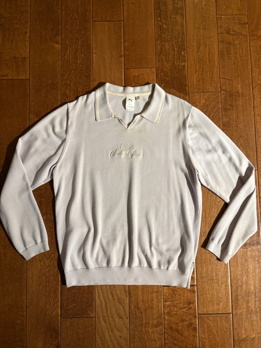 Puma Men’s Cream V-Neck Polo Knit Sweater